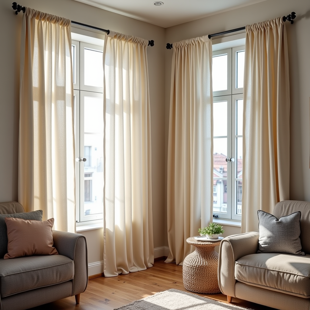 Trattamenti per finestre che trasformano l'atmosfera di ogni stanza, con selezione di tessuti, stili di appendimento, opzioni di controllo della luce e tendenze attuali nel design delle tende secondo designer tessili italiani